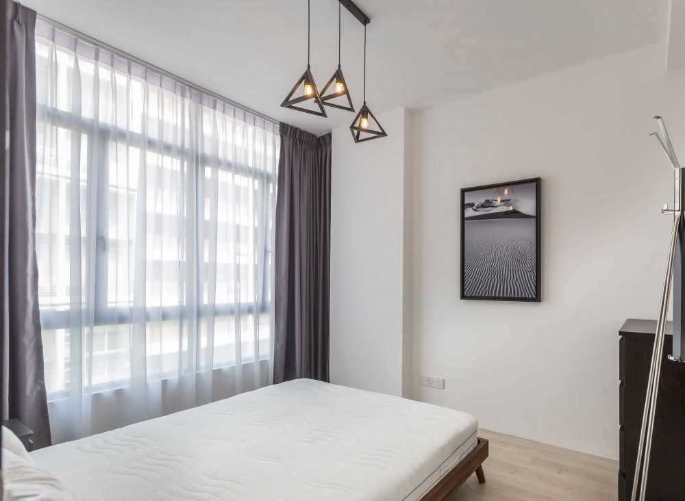 Minimalist Bedroom with Wardrobe and Queen Bed