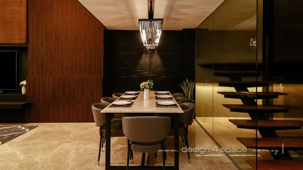 Modern Dining Room with Seating Bench and Tableware