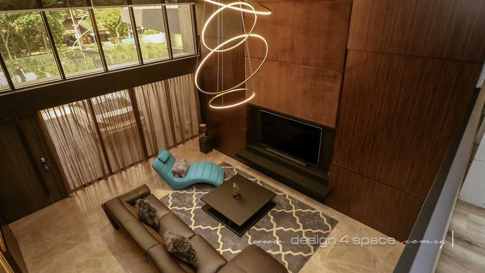 Modern Living Room with TV Console and Ceiling Light