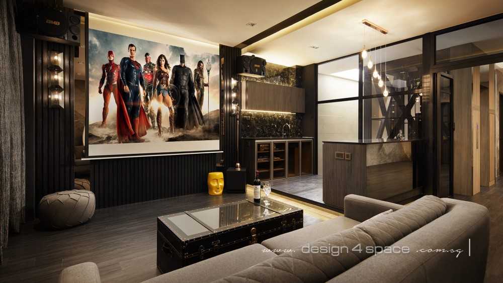 Modern Home Theatre with TV Console and Sofa