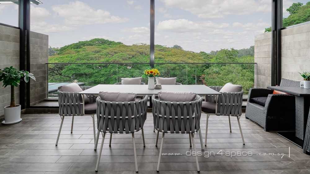 Modern Balcony with Window Seat and Window Grille