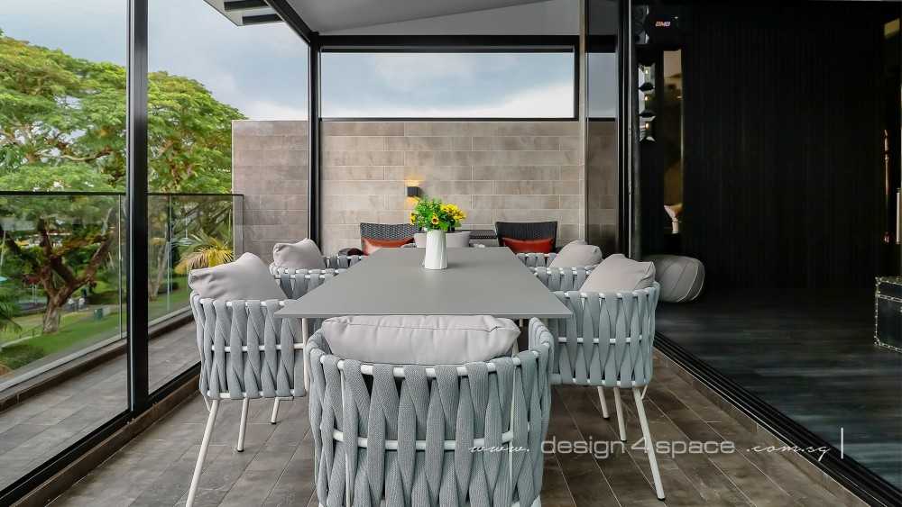 Modern Balcony with Window Grille and Curtain