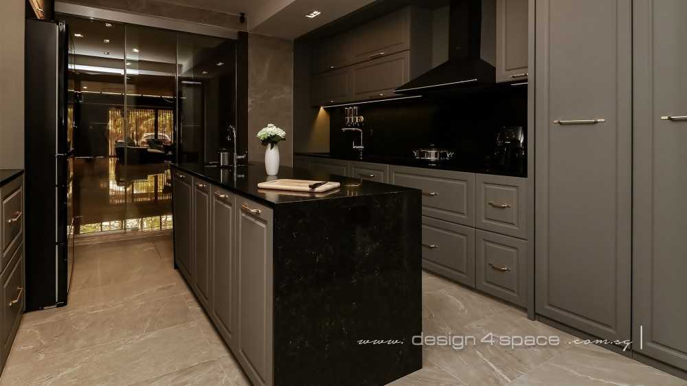 Modern Kitchen with Herringbone Tiling and Granite Floor