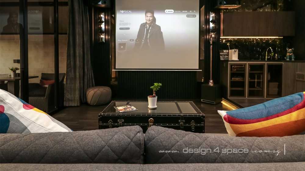Modern Home Theatre with TV Console and Sofa