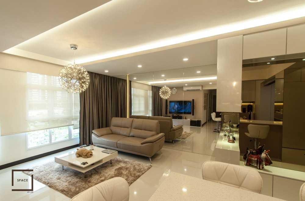 Modern Living Room with Bookshelf and TV Console