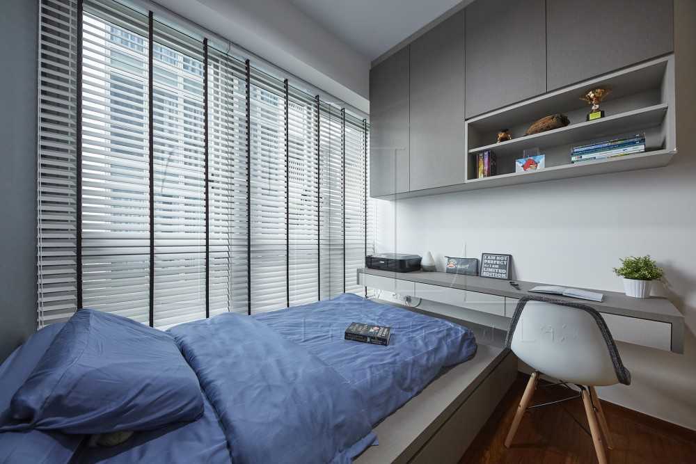 Modern Kids Room with Bookshelf and Platform Bed