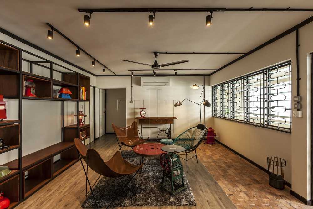 Vintage Living Room with Window Grille and Coffee Table