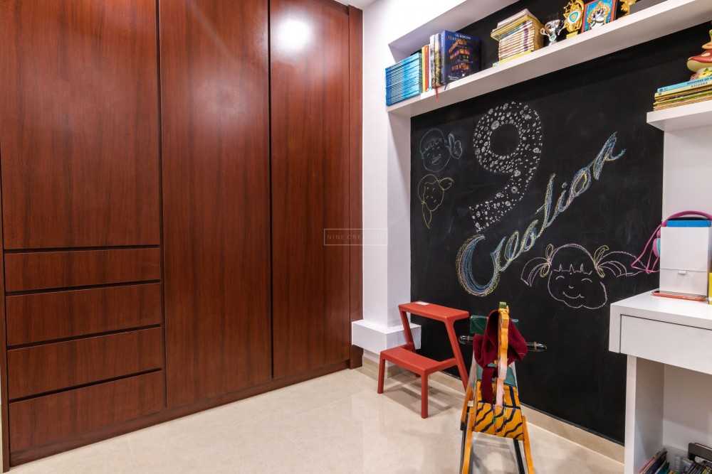 Asian Bedroom with Cove Lighting and Ceiling Light