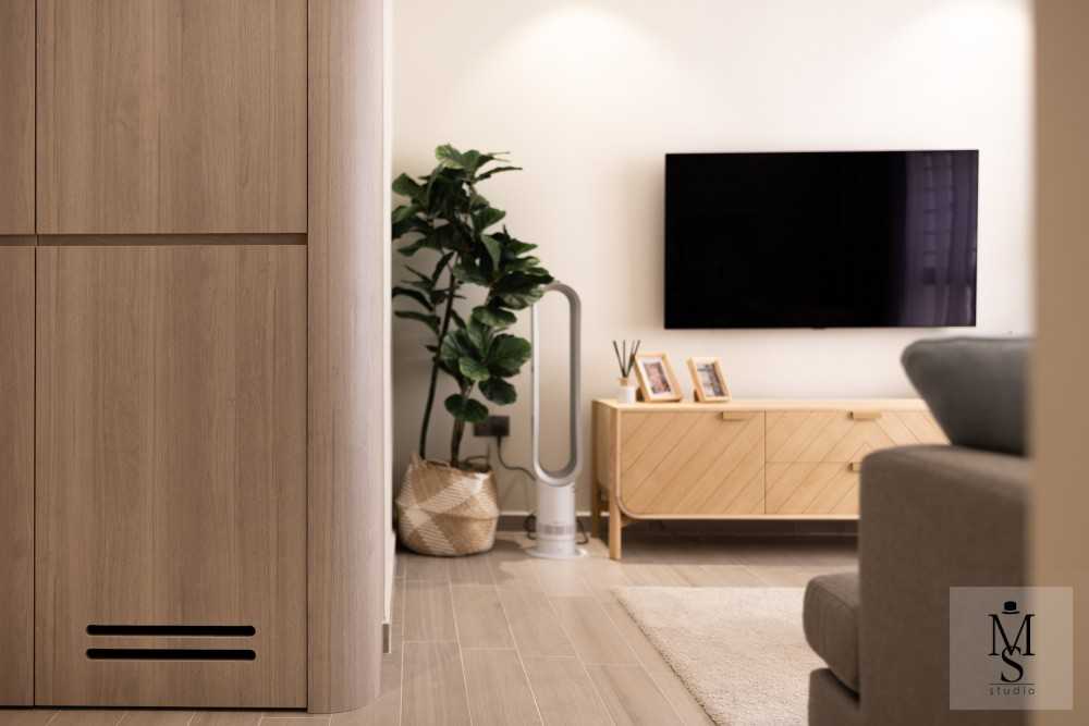 Scandinavian Living Room with TV Console and Carpet