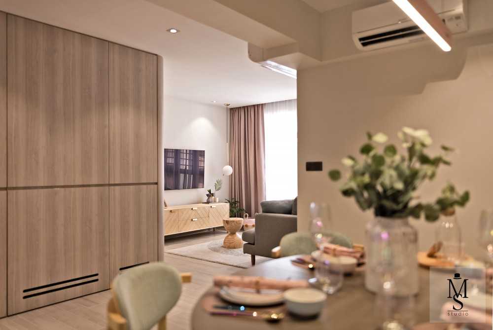 Scandinavian Dining Room with Cove Lighting and Ceiling Light