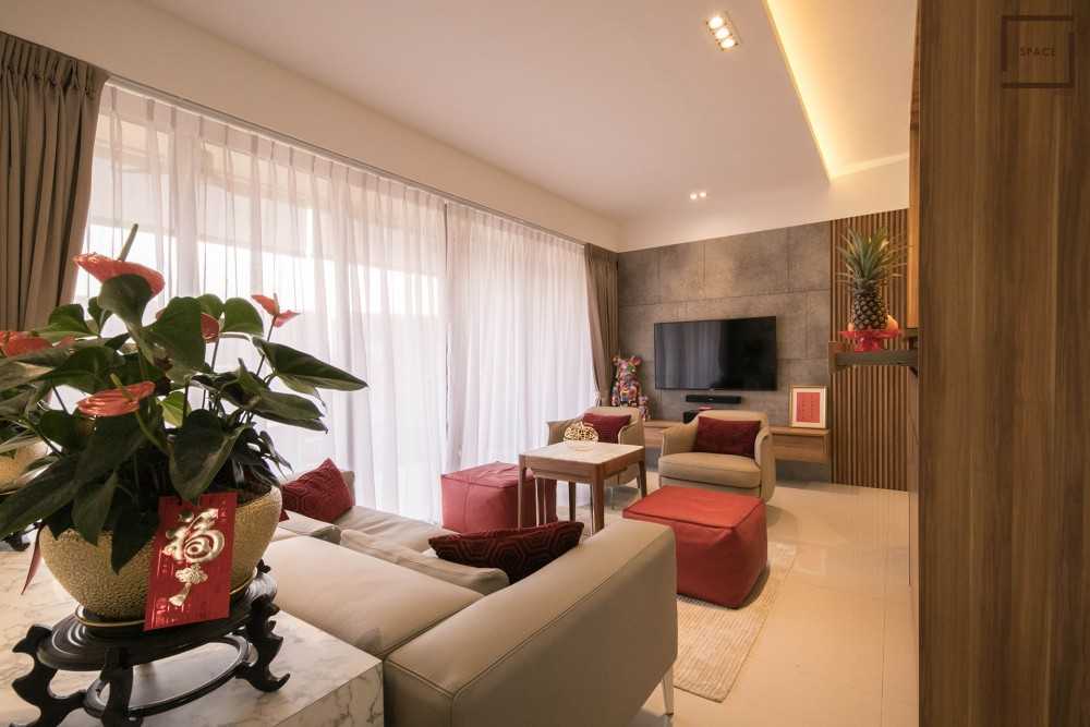 Contemporary Living Room with TV Console and Feature Wall