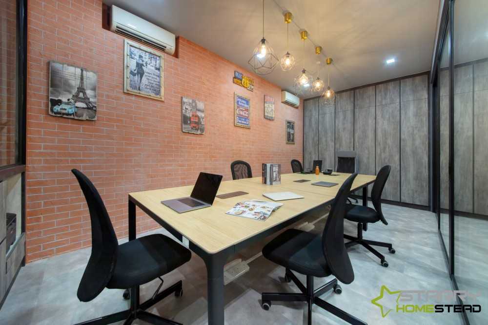 Industrial Office with Feature Wall and Desk