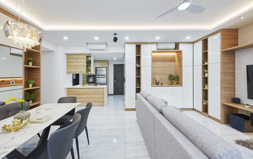 Scandinavian Living Room with Feature Wall and Sofa