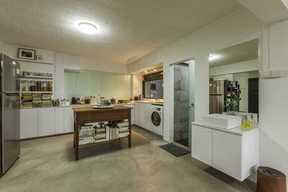 Contemporary Kitchen with Countertop and Cement Floor