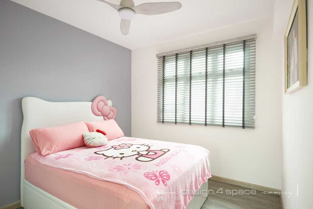 Scandinavian Bedroom with Wood Flooring and Wardrobe