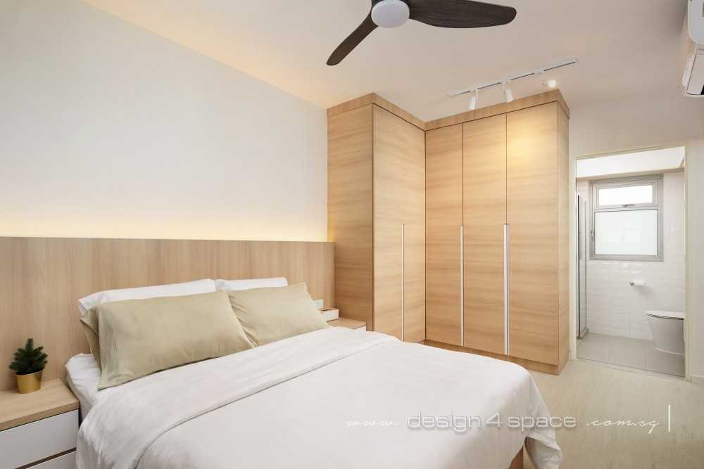 Scandinavian Bedroom with Vinyl Flooring and Wood Flooring