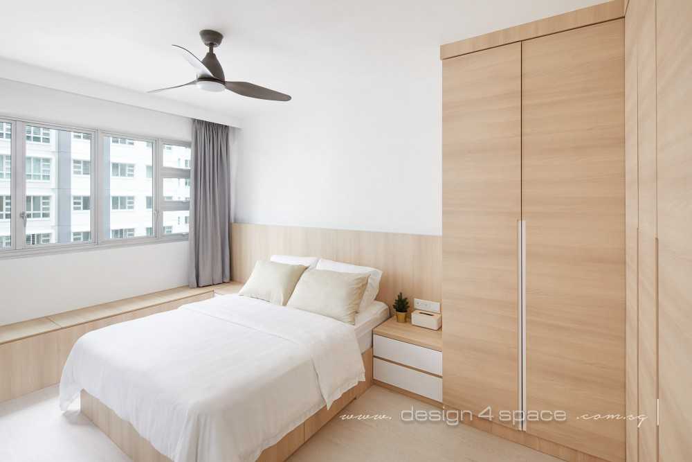 Scandinavian Bedroom with Vinyl Flooring and Parquet Floor