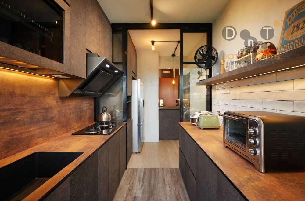 Eclectic Kitchen with Wood Flooring and Kitchen Window