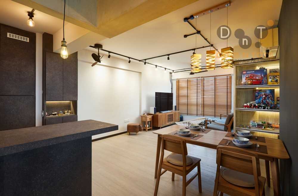 Eclectic Living Room with TV Console and Feature Wall