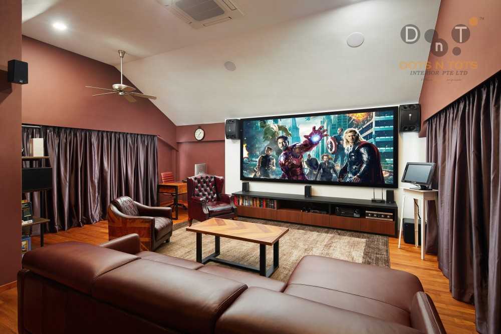 Modern Home Theatre with TV Console and Sofa