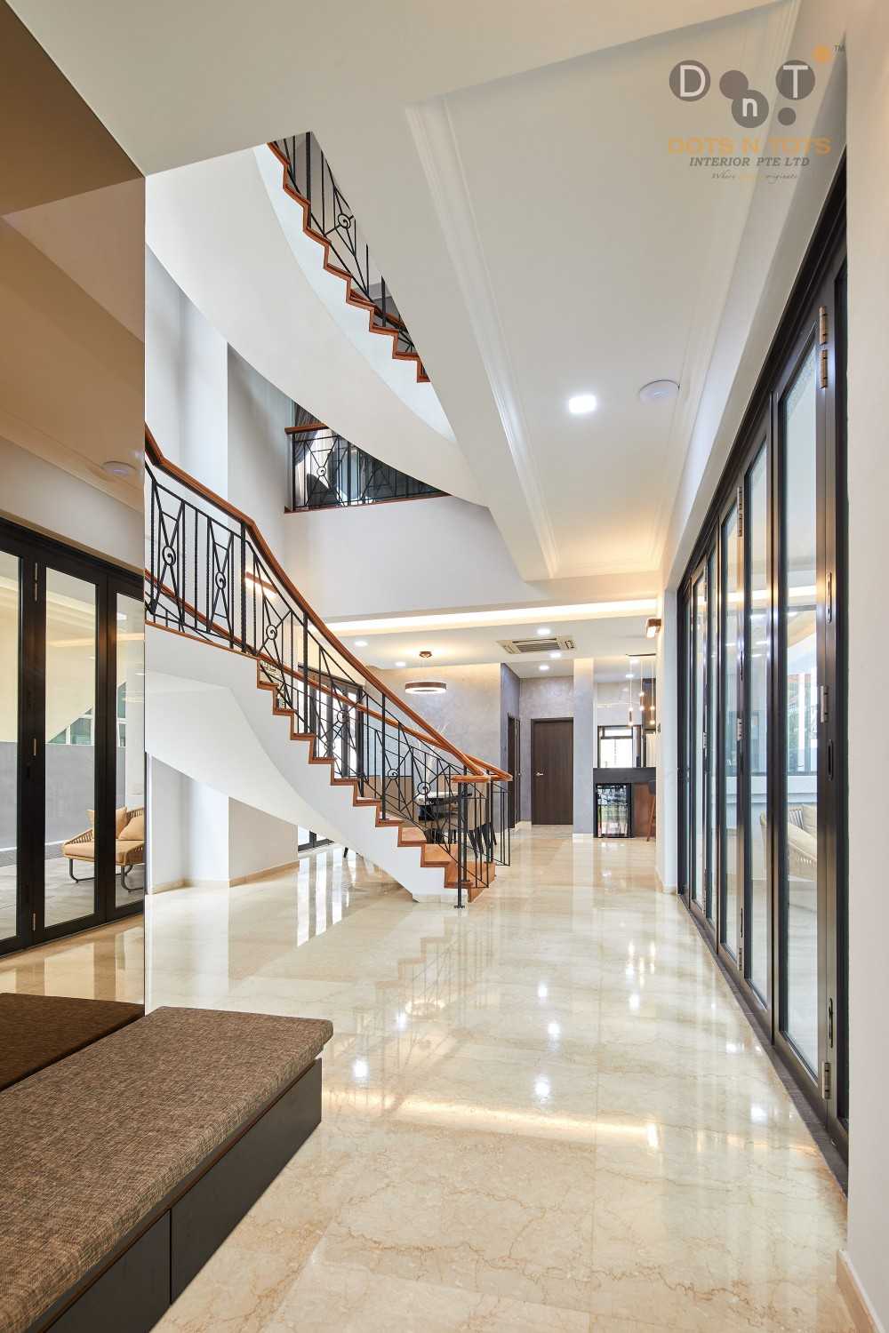 Modern Living Room with Marble Floor and Feature Wall