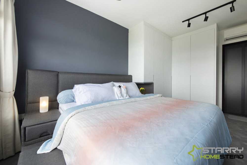 Industrial Bedroom with Wardrobe and Bed