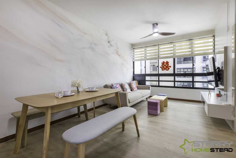 Scandinavian Dining Room with Feature Wall and Dining Table