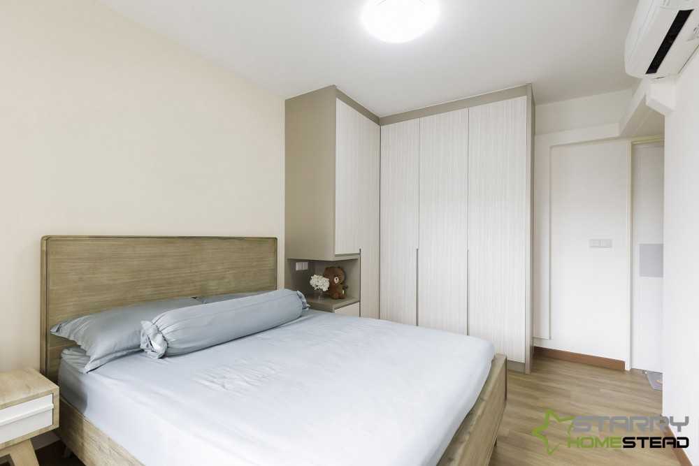 Scandinavian Bedroom with Wardrobe and Bedside Table