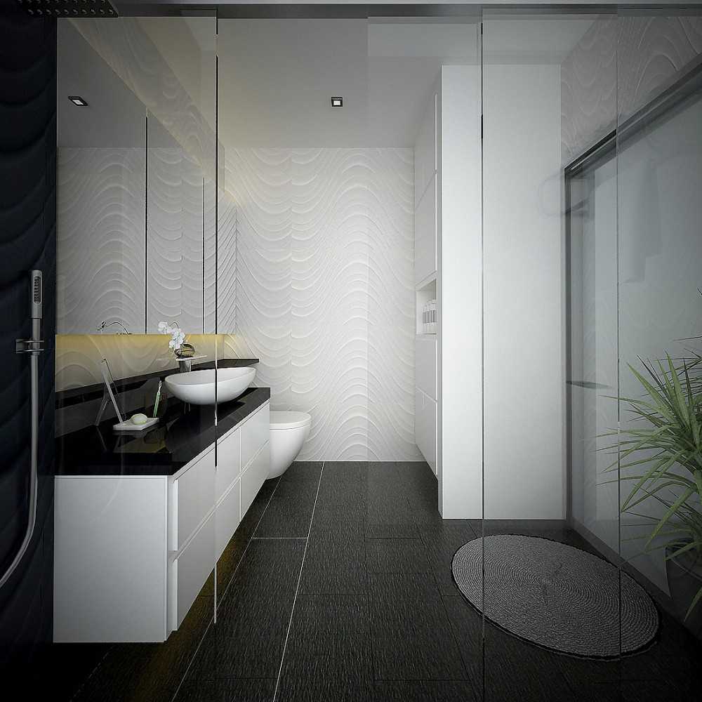 Contemporary Bathroom with Homogeneous Tiles and Vanity Counter