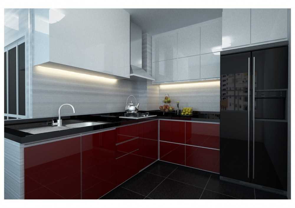 Contemporary Kitchen with Homogeneous Tiles and Kitchen Cabinets