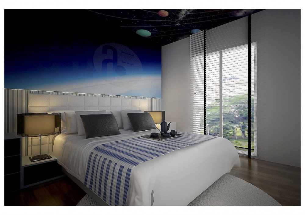 Contemporary Bedroom with Feature Wall and Queen Bed