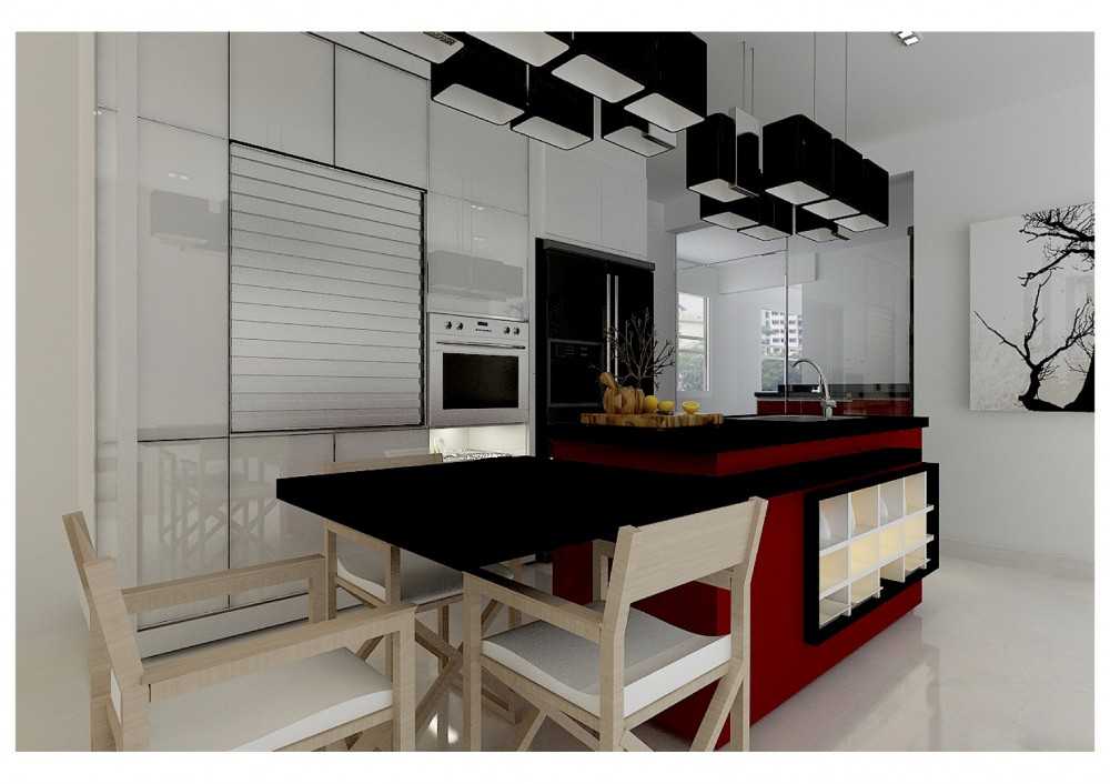 Contemporary Dining Room with Kitchen Island and Oven