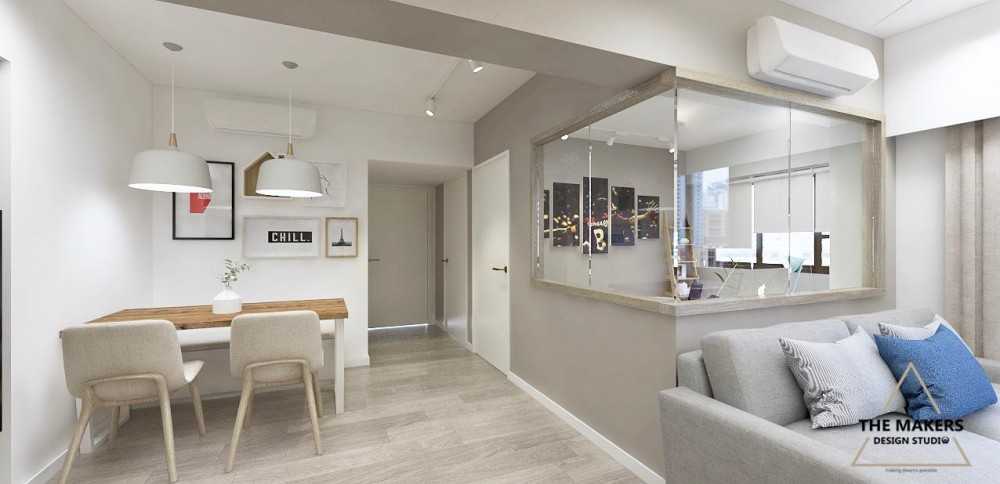 Scandinavian Living Room with Sofa and Doors