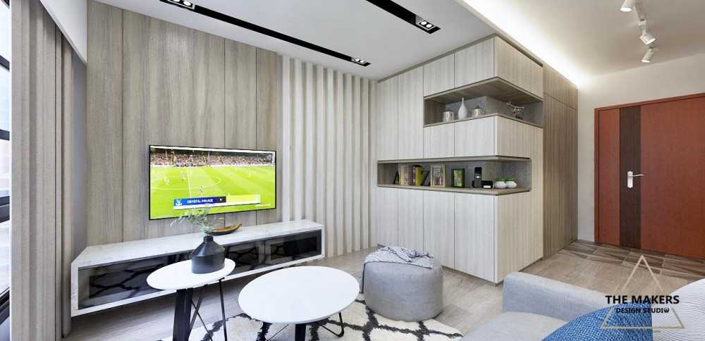 Scandinavian Living Room with TV Console and TV