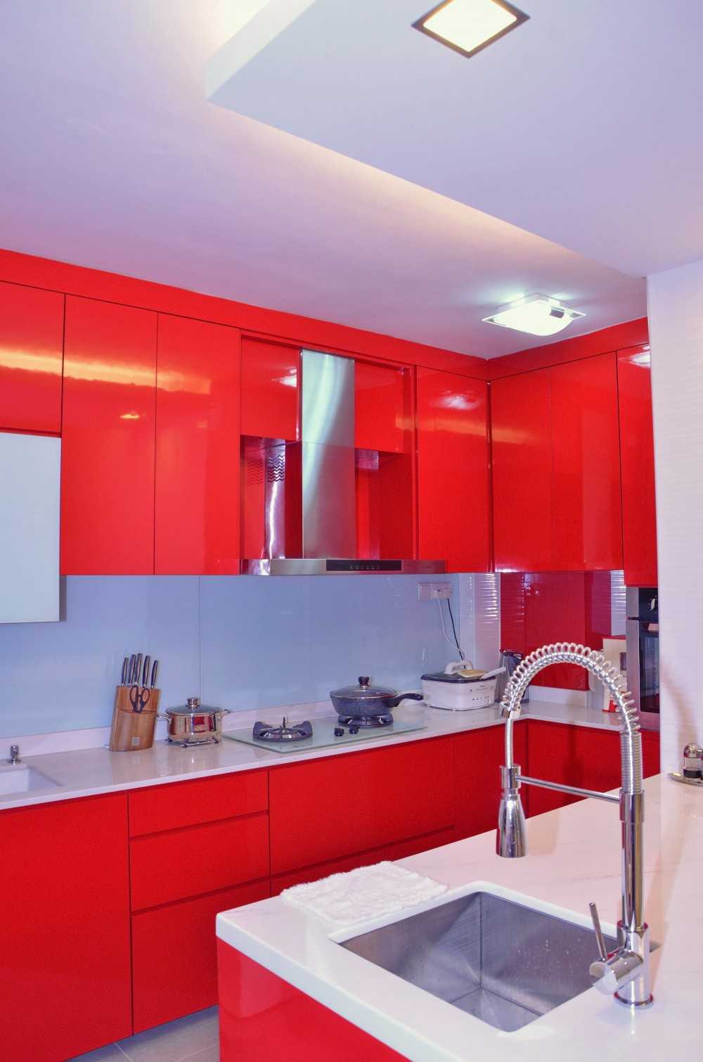 Modern Kitchen with Countertop and Homogeneous Tiles