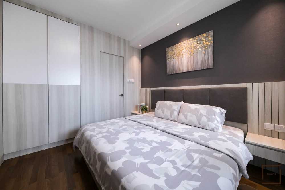Contemporary Bedroom with Vinyl Flooring and Ceiling Light