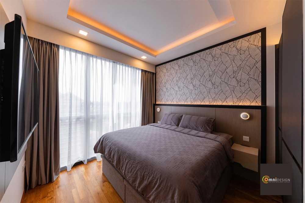 Contemporary Bedroom with Wallpaper and Downlights