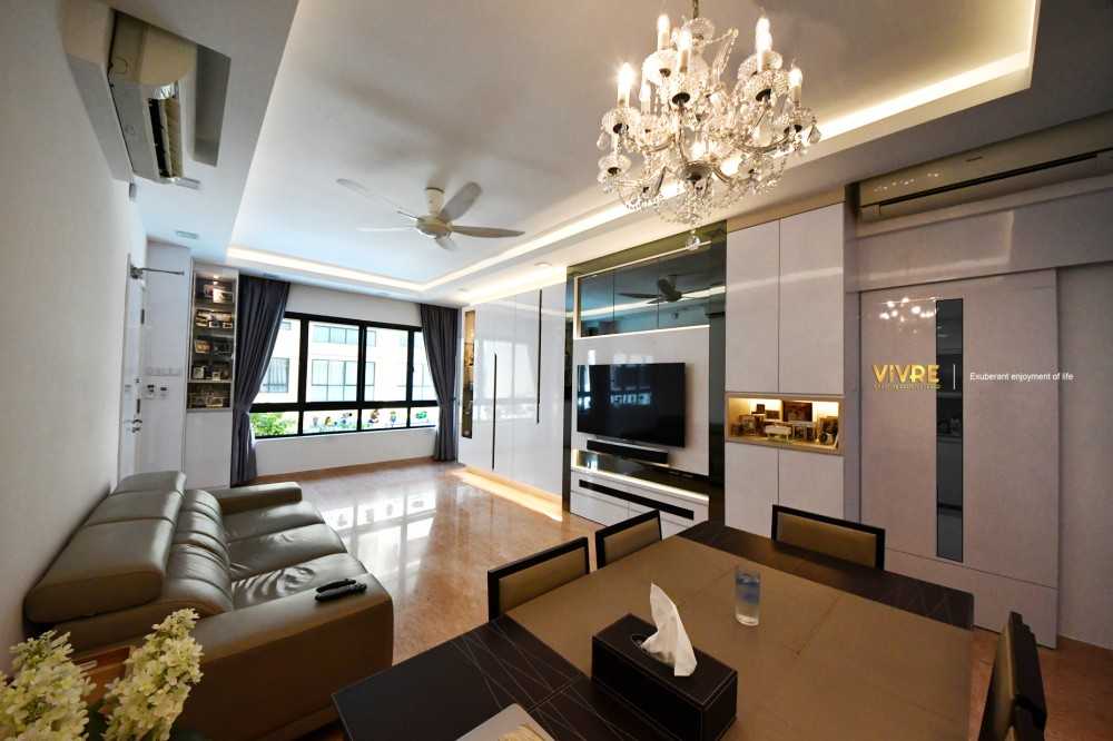 Modern Living Room with Bookshelf and TV Console