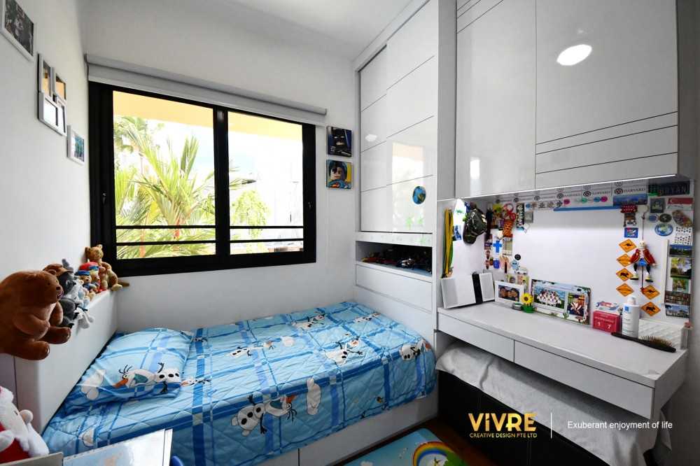 Modern Bedroom with Bookshelf and Platform Bed