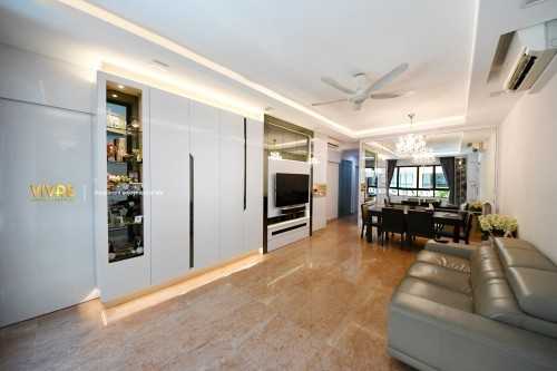 Modern Living Room with Bookshelf and TV Console