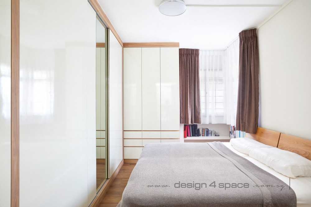 Contemporary Bedroom with Platform Bed and Homogeneous Tiles