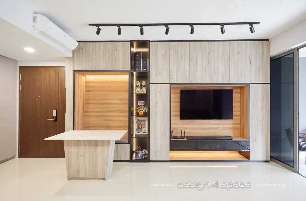 Contemporary Living Room with TV Console and Ceiling Light