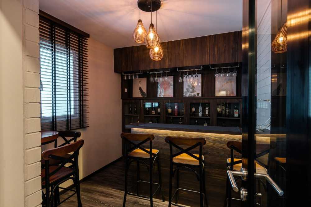 Modern Pantry with Bar Counter and Drinkware