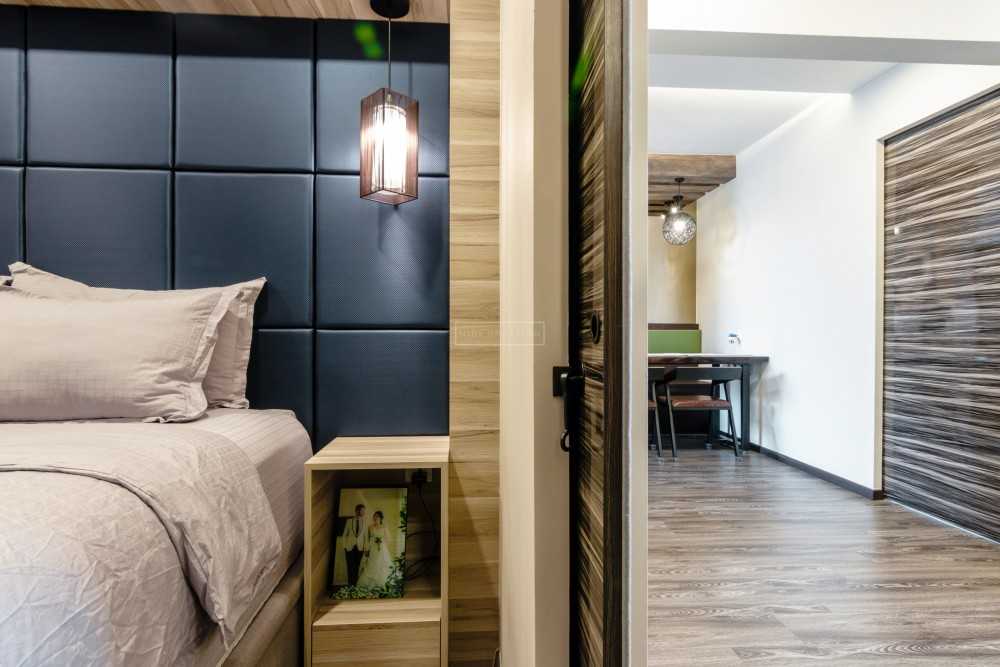 Modern Bedroom with Vinyl Flooring and Bedside Table