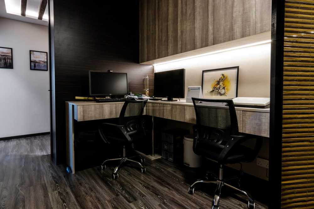 Modern Study with Bookshelf and Desk Chairs