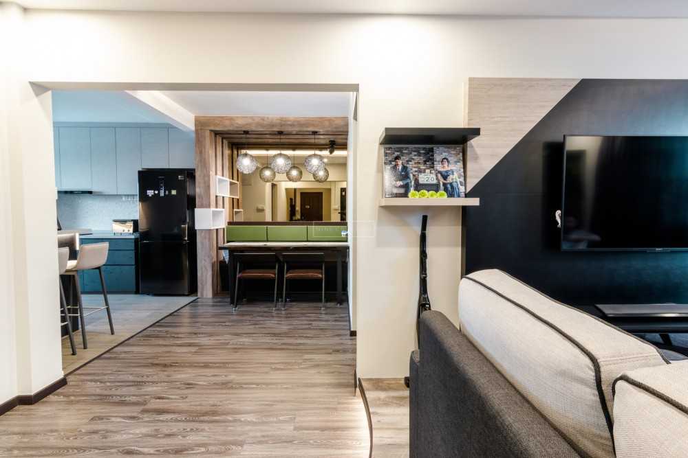 Modern Living Room with Vinyl Flooring and TV Console