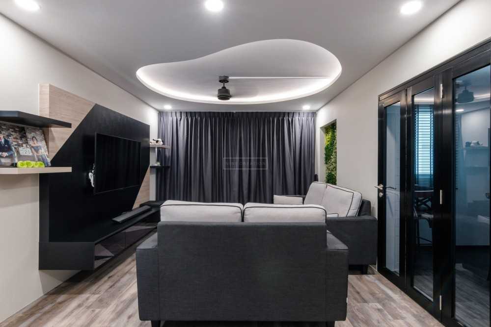 Modern Living Room with Vinyl Flooring and TV Console