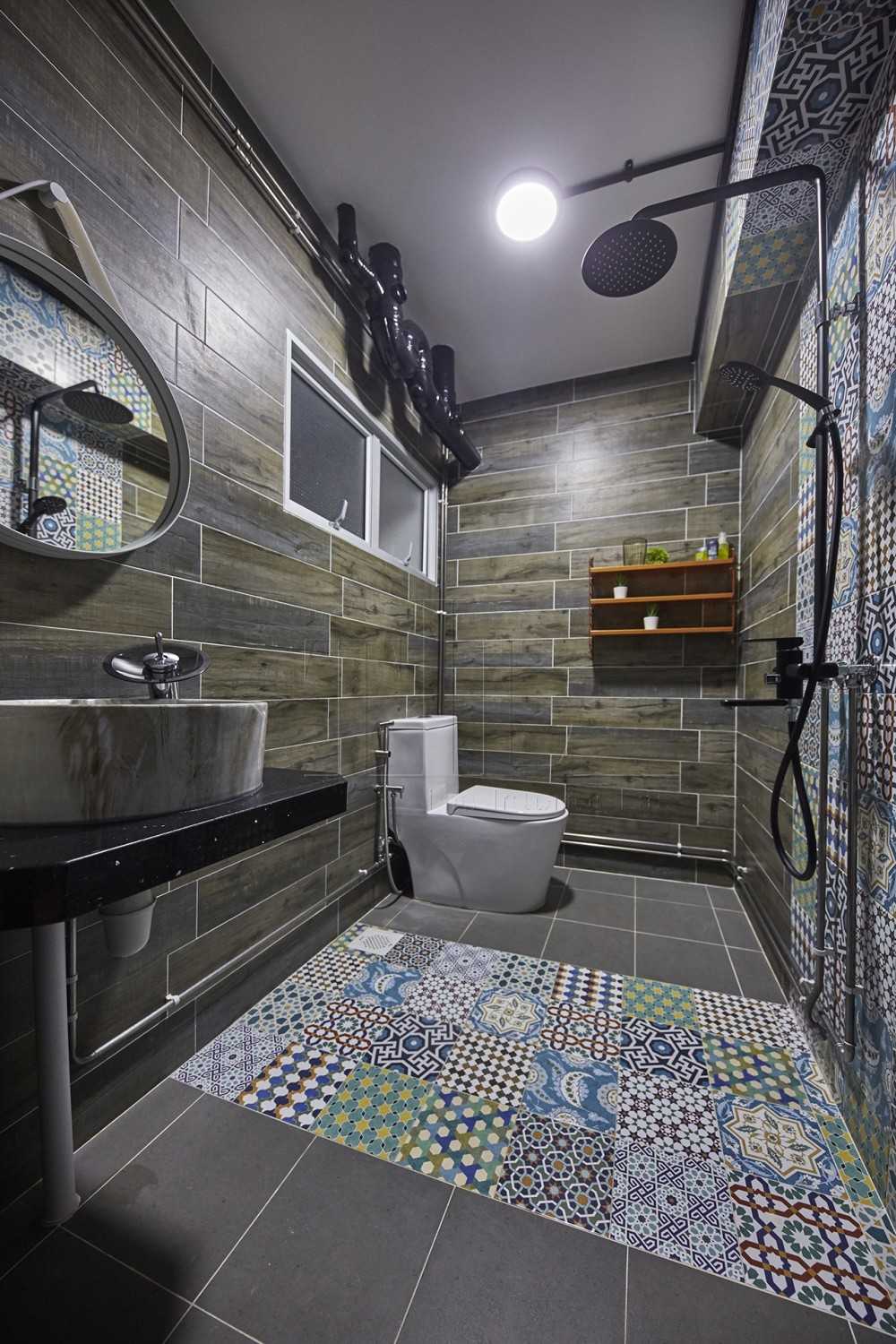 Eclectic Bathroom with Display Cabinets and Bathroom Sinks