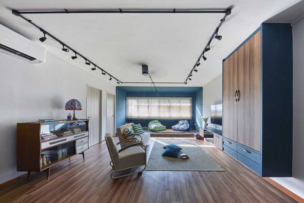 Eclectic Living Room with TV Console and Storage Cabinets
