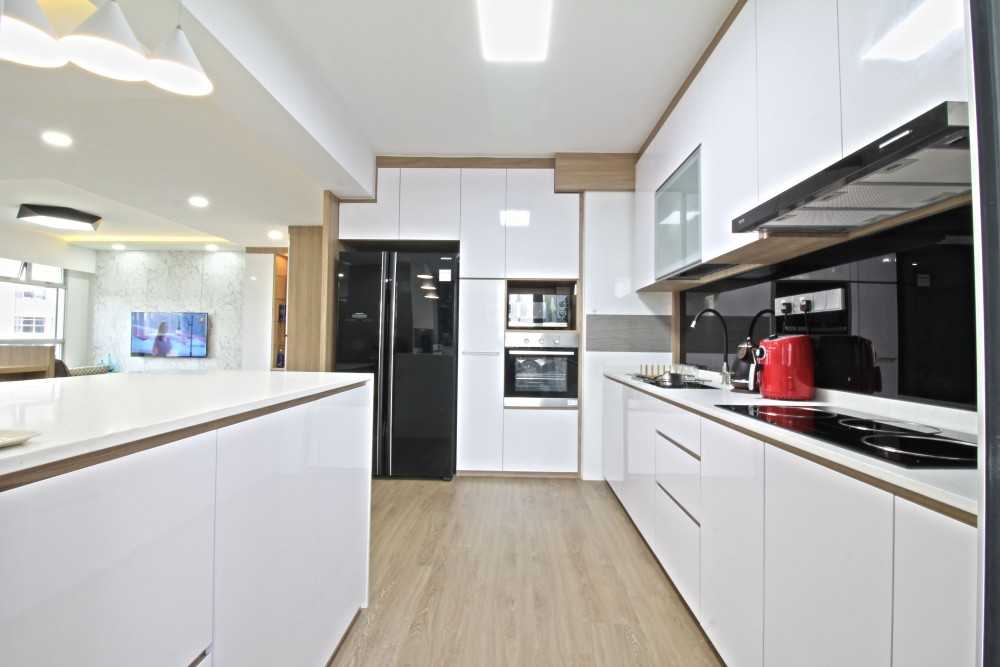 Scandinavian Kitchen with Countertop and Vinyl Flooring